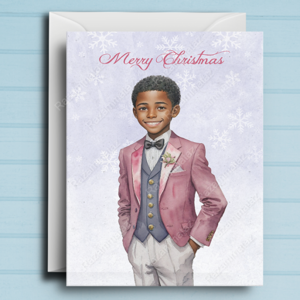 Black Boy N Christmas Card